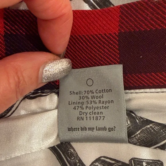 Fall 2007 LAMB Plaid Red and Black Women's Skirt - Picture 6 of 6